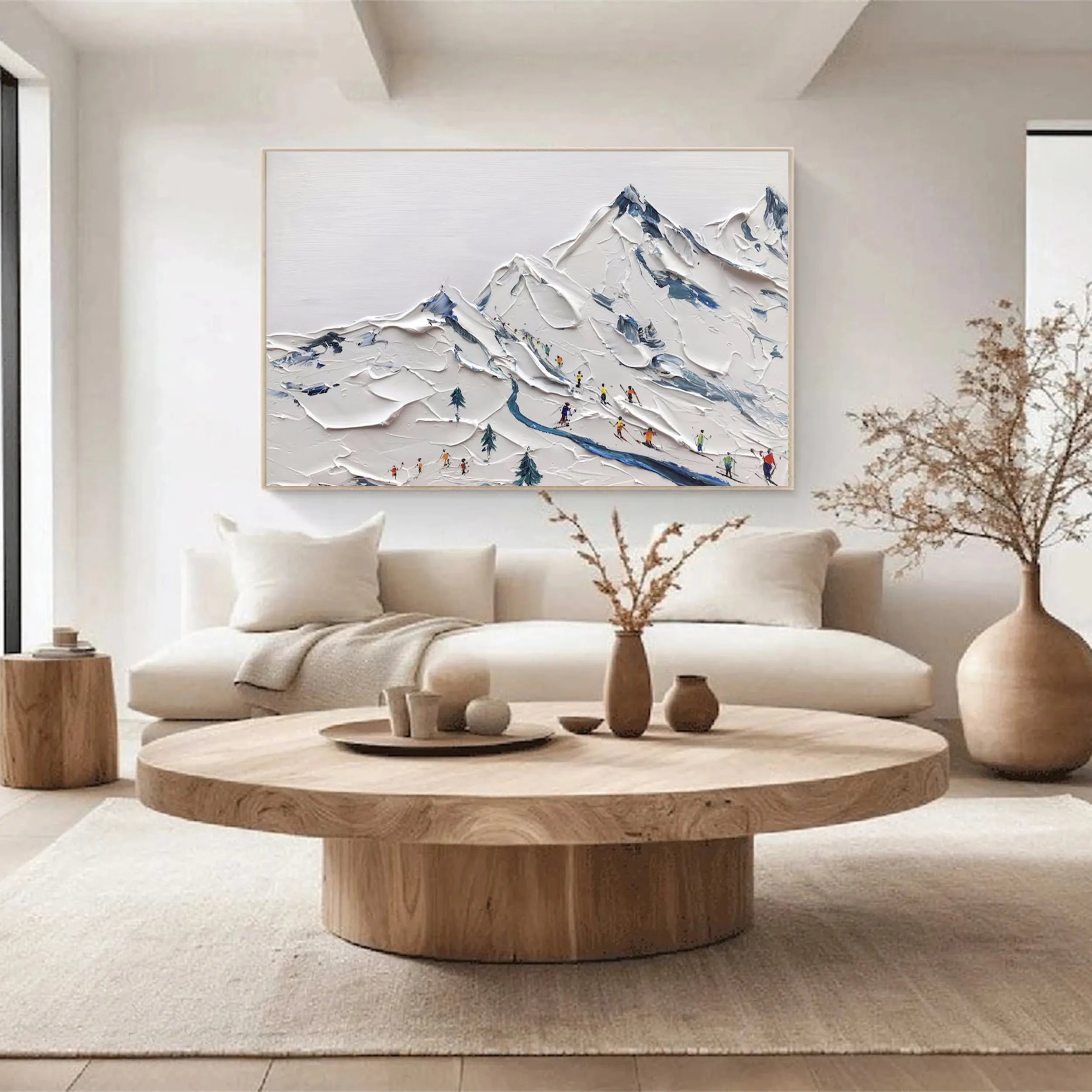 Winter Glide – Textured Snow Mountain Painting