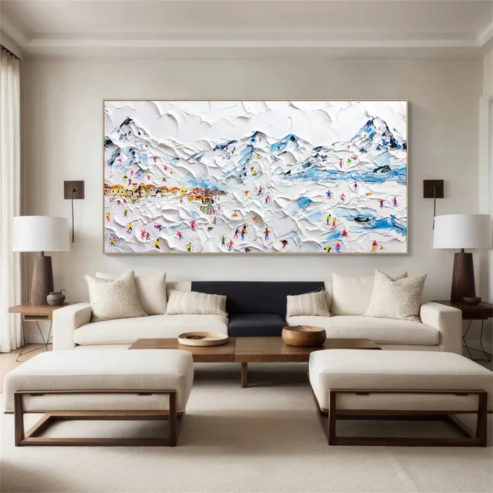 Snow Carnival – Colorful Textured Ski Village Painting