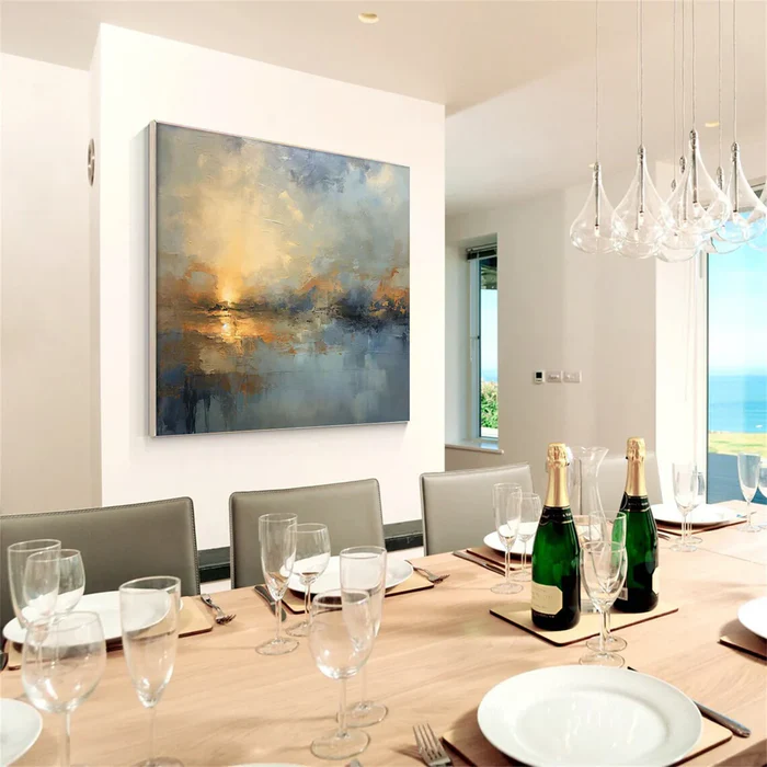 Tranquil Drift #2 – Abstract Sunset Landscape Wall Art for Modern Living Room