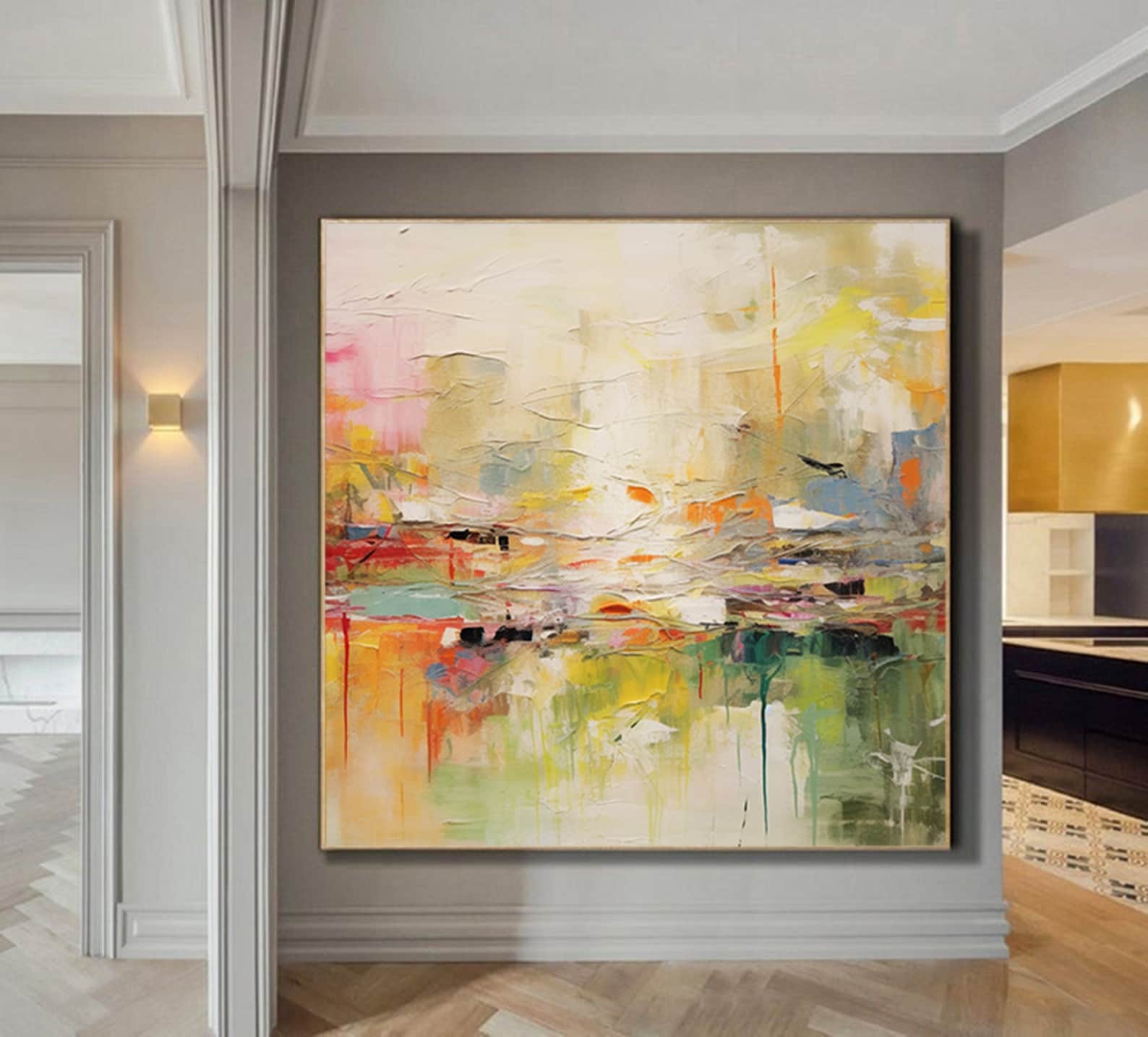Where Color Meets Silence - Abstract Textured Wall Art Warm Modern Canvas Painting