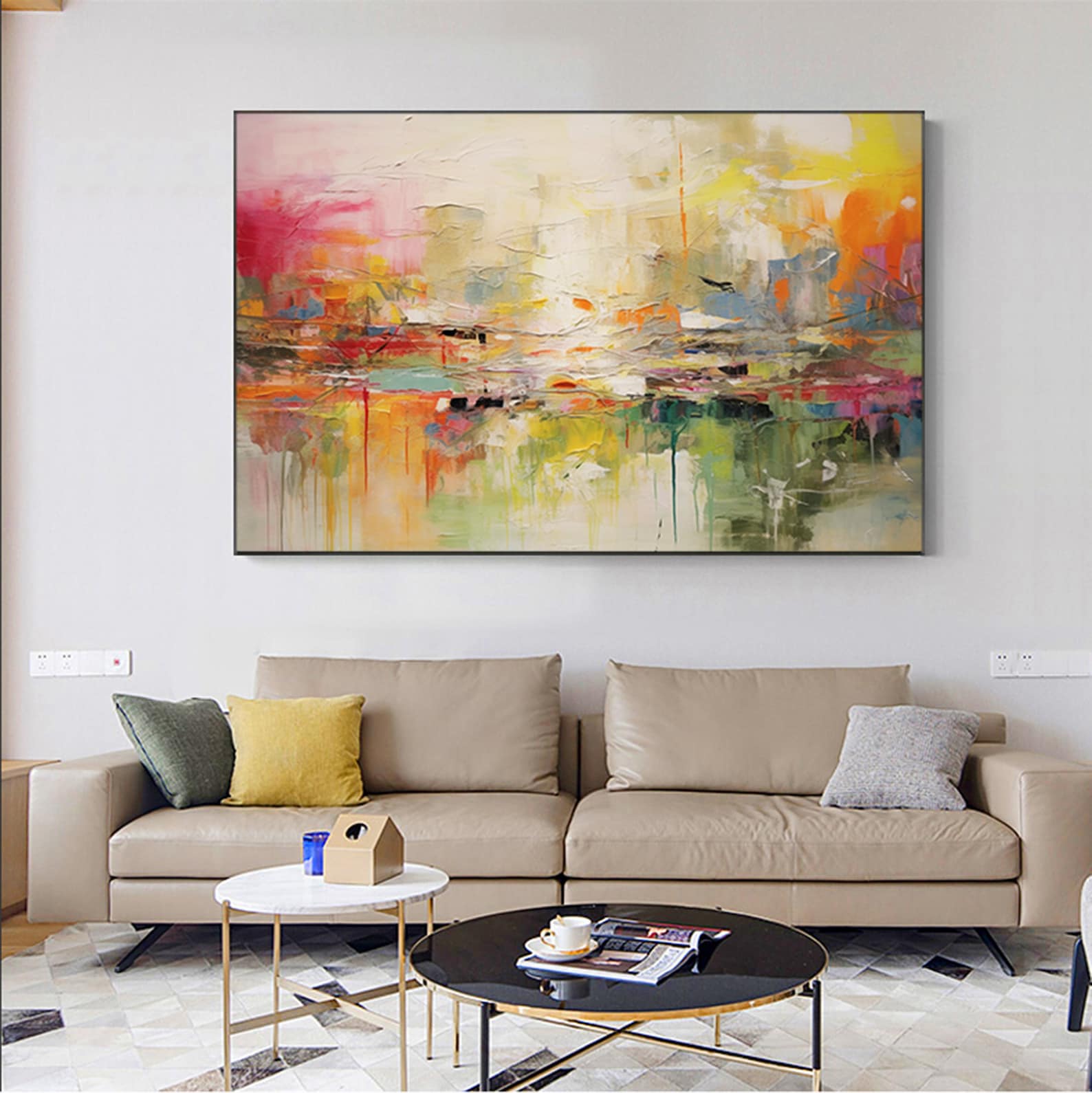 Where Color Meets Silence - Abstract Textured Wall Art Warm Modern Canvas Painting