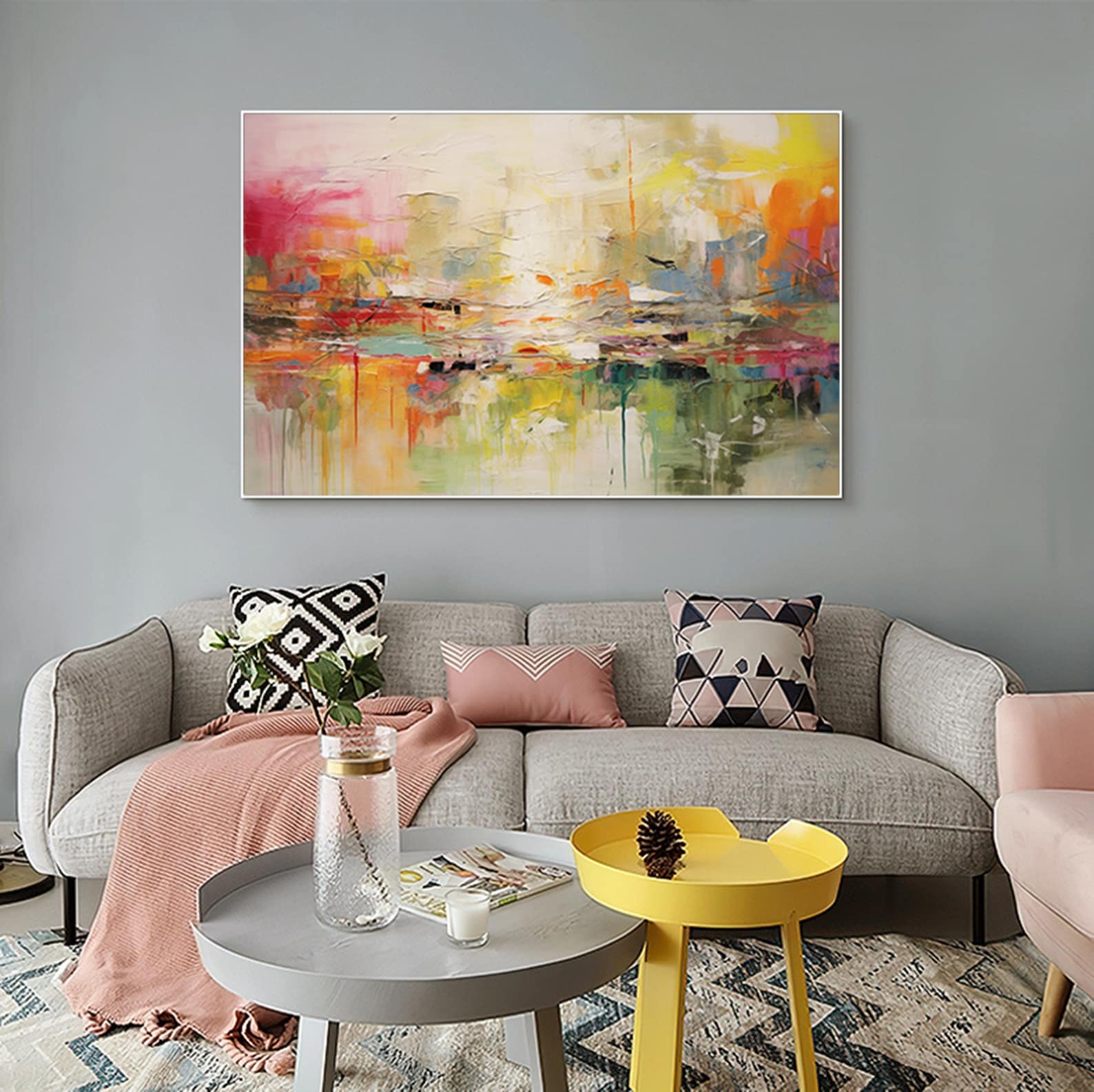 Where Color Meets Silence - Abstract Textured Wall Art Warm Modern Canvas Painting