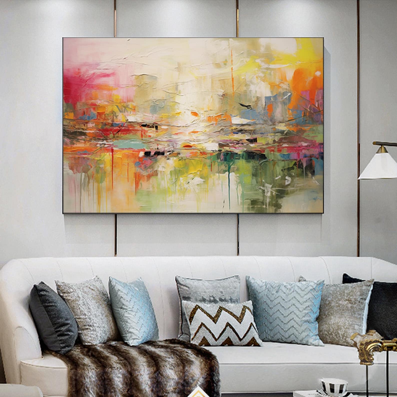 Where Color Meets Silence - Abstract Textured Wall Art Warm Modern Canvas Painting