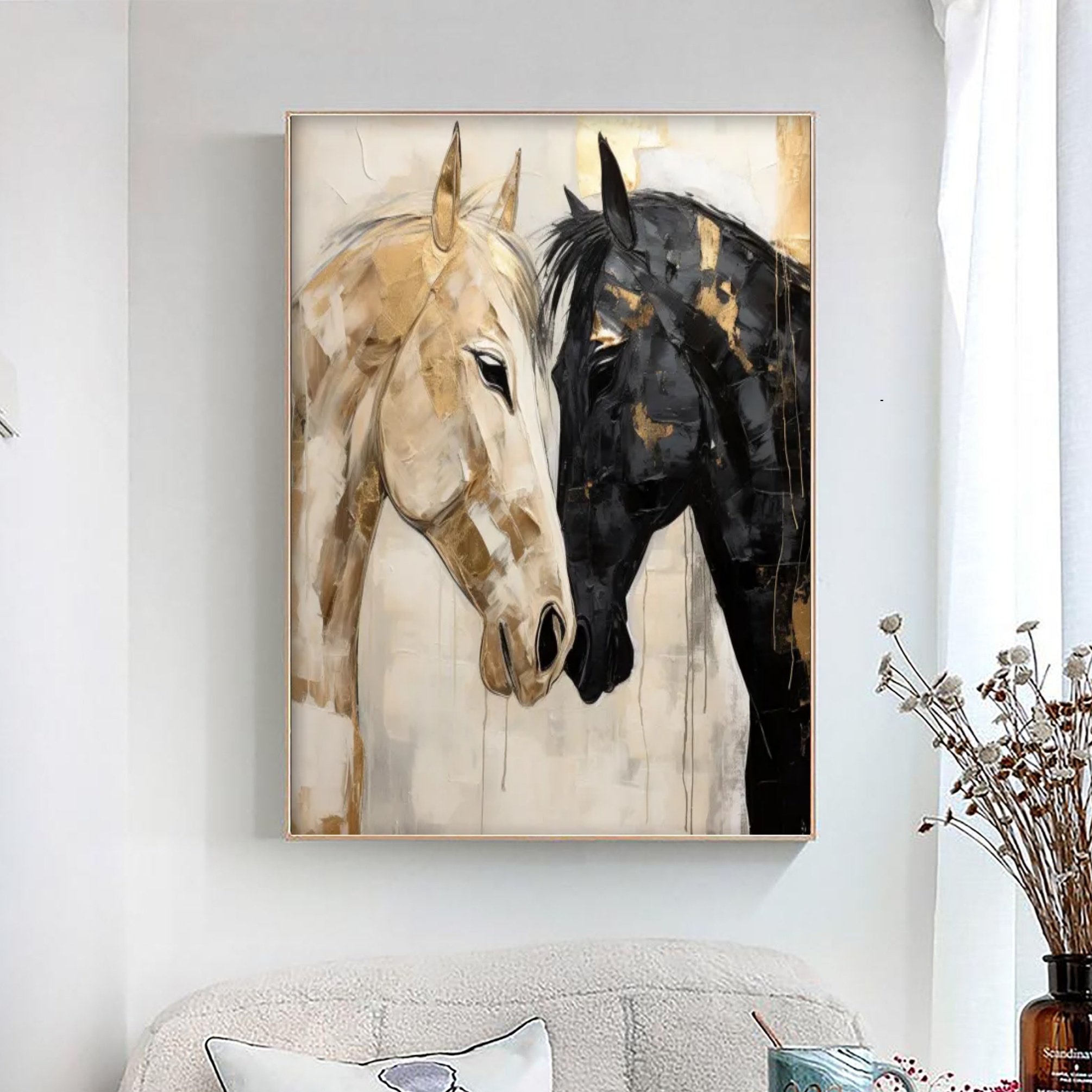 Gold & Shadow | Abstract Modern Horse Wall Art