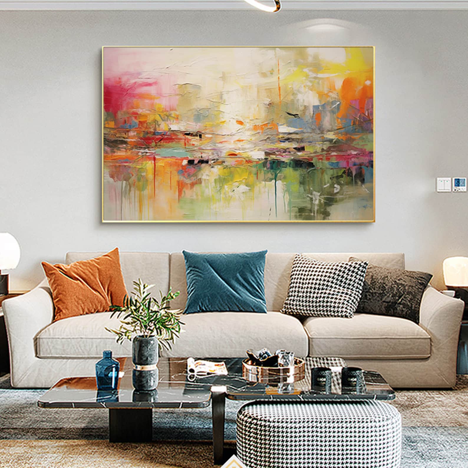 Where Color Meets Silence - Abstract Textured Wall Art Warm Modern Canvas Painting
