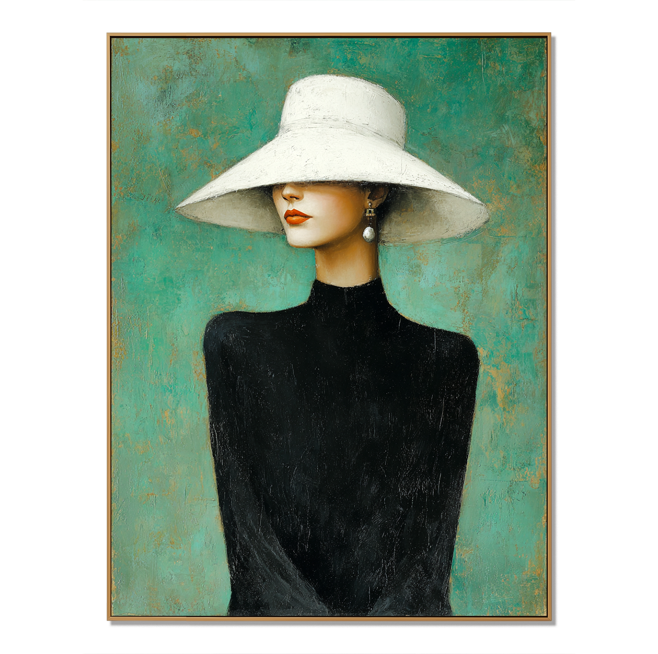 Emerald Portrait — Figurative Symbolic Oil Painting for Modern Interior Wall Art