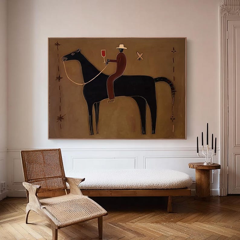 Toast on Horseback — Figurative Abstract Horse Oil Painting for Modern Wall Art