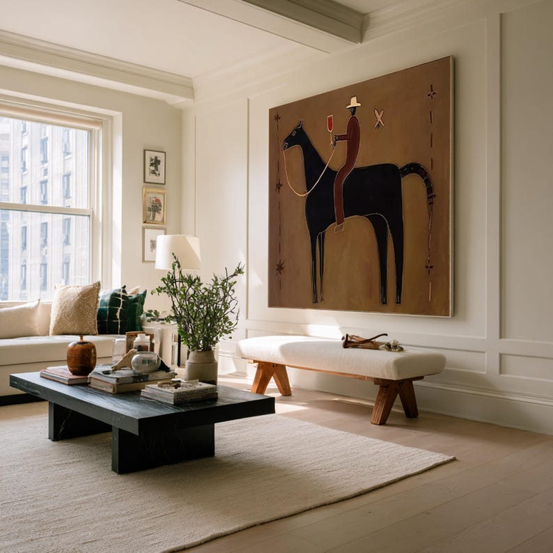 Toast on Horseback — Figurative Abstract Horse Oil Painting for Modern Wall Art