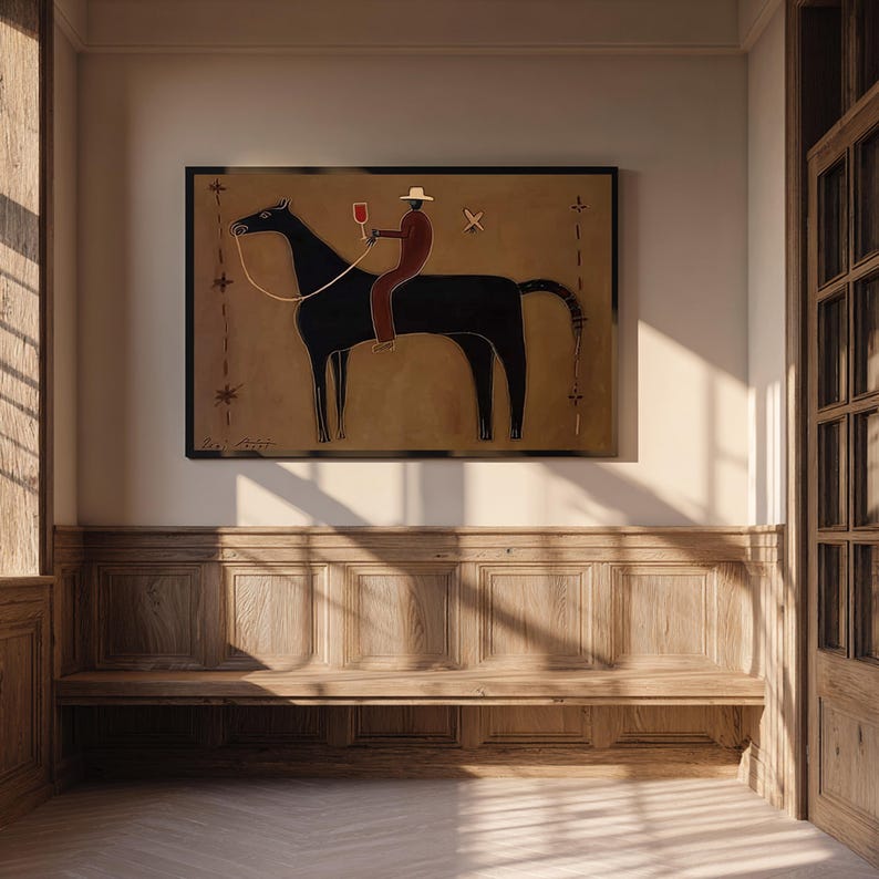 Toast on Horseback — Figurative Abstract Horse Oil Painting for Modern Wall Art
