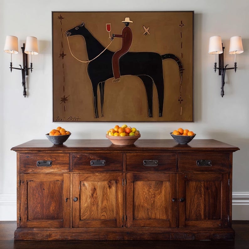 Toast on Horseback — Figurative Abstract Horse Oil Painting for Modern Wall Art