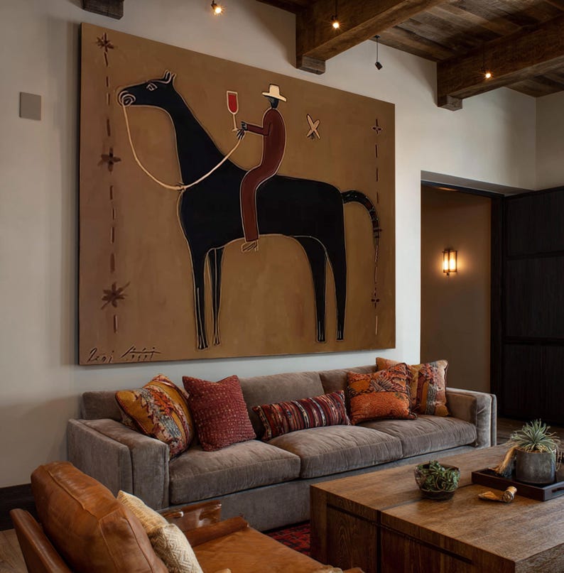 Toast on Horseback — Figurative Abstract Horse Oil Painting for Modern Wall Art