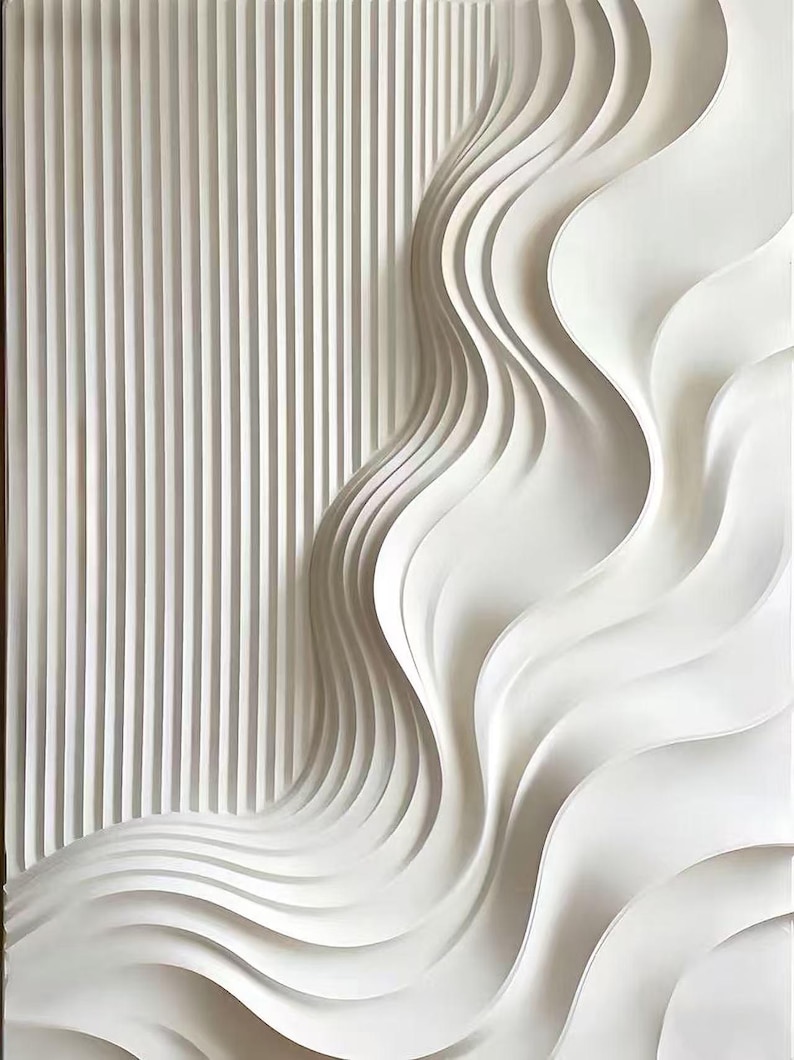 Sculpted Waves - White Textured Abstract Wall Art