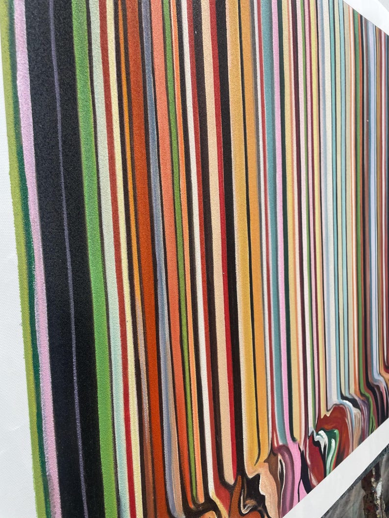Melted Spectrum - Contemporary Vertical Stripe Abstract Oil Painting
