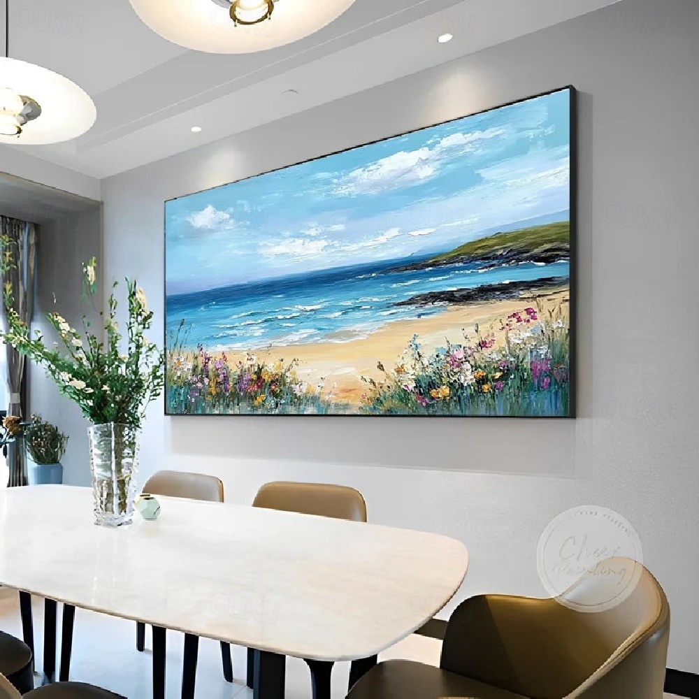 Ocean Whisper – Hand-Painted Coastal Landscape Wall Art