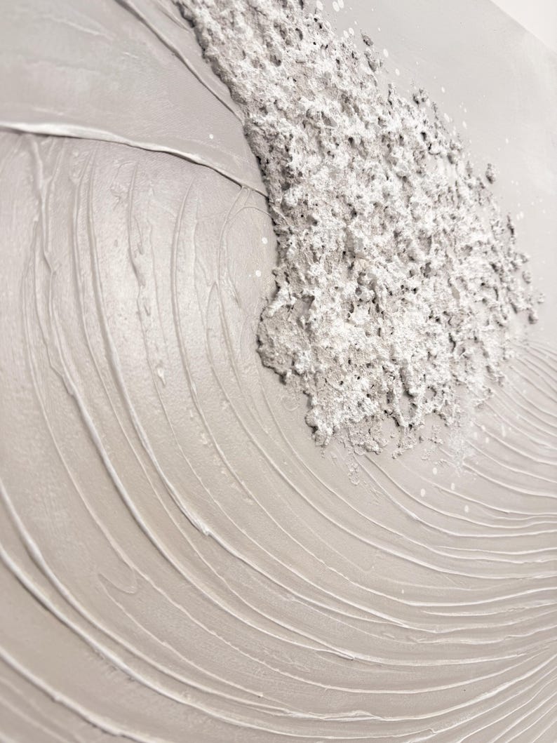 Tidal Whisper – Minimalist Textured Wave Oil Painting