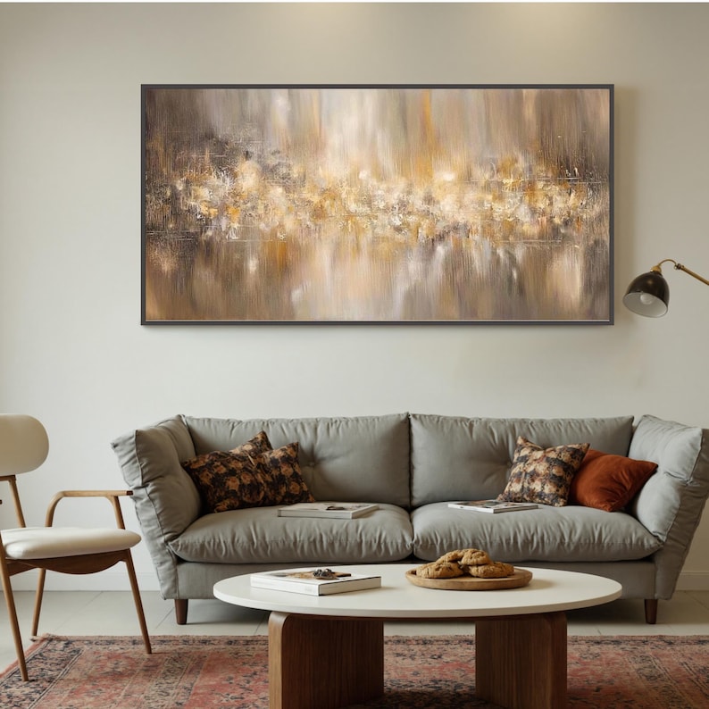 Golden Echo - Neutral Abstract Landscape Oil Painting