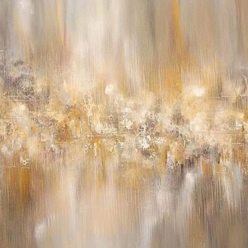 Golden Echo - Neutral Abstract Landscape Oil Painting
