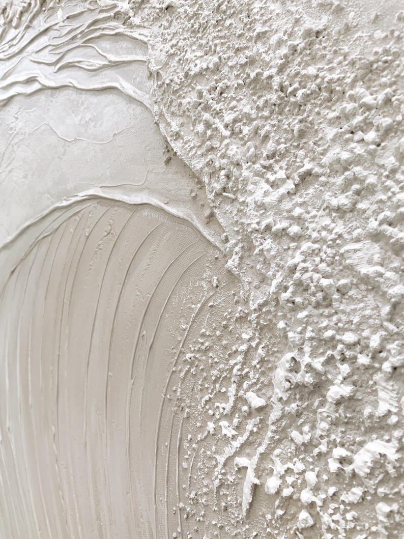 Tidal Whisper – Minimalist Textured Wave Oil Painting