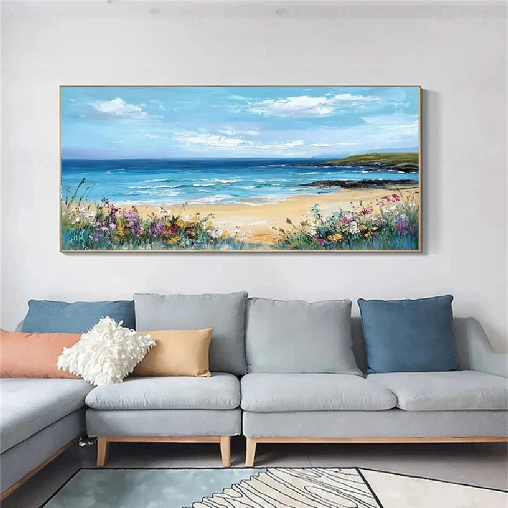 Ocean Whisper – Hand-Painted Coastal Landscape Wall Art