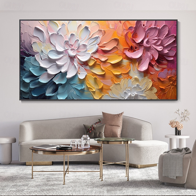 Blooming Radiance – 3D Textured Abstract Floral Wall Art