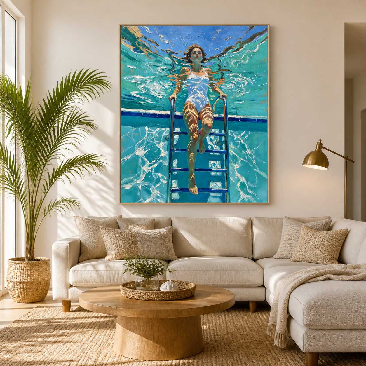 Underwater Woman Wall Art | Pause at the Pool Ladder