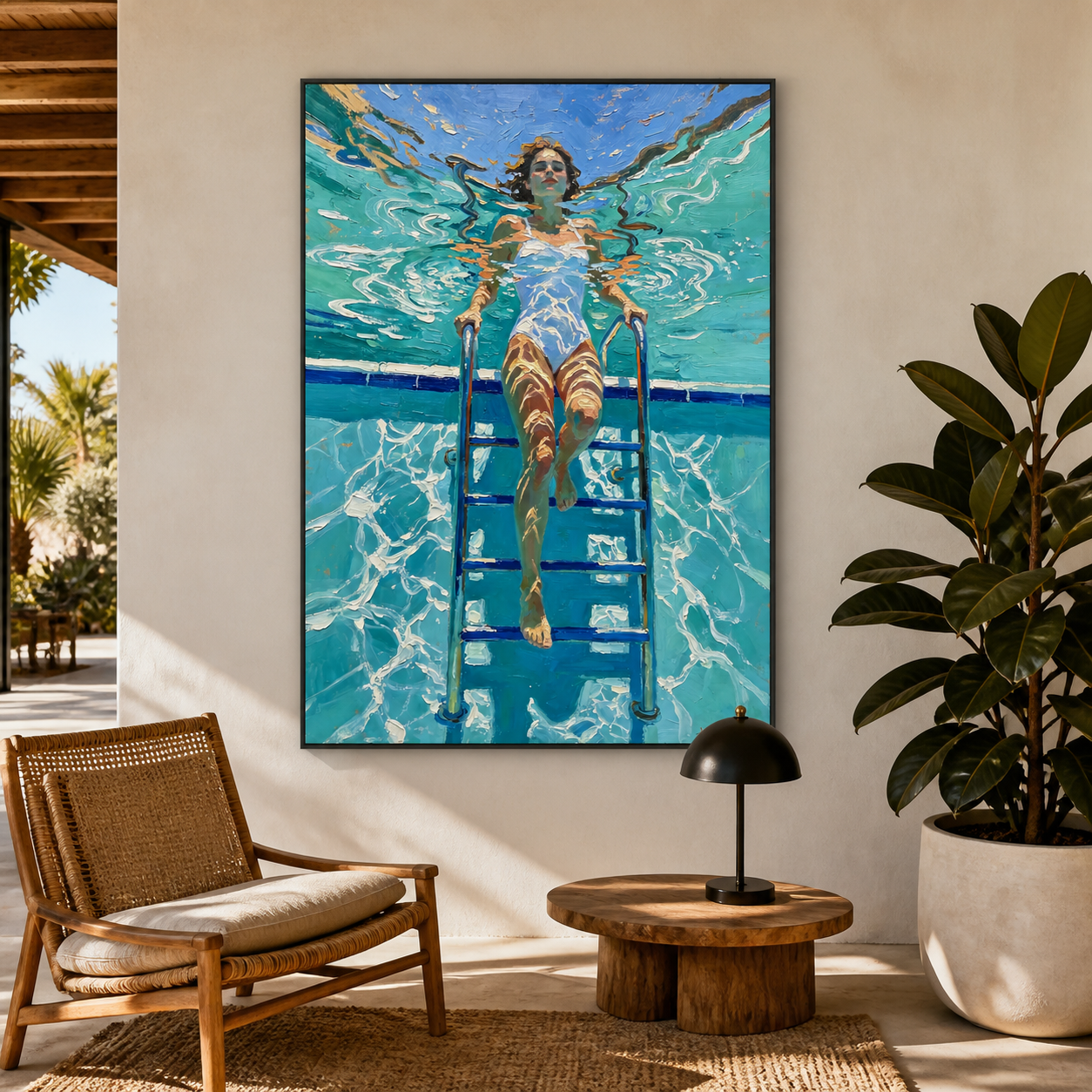 Underwater Woman Wall Art | Pause at the Pool Ladder