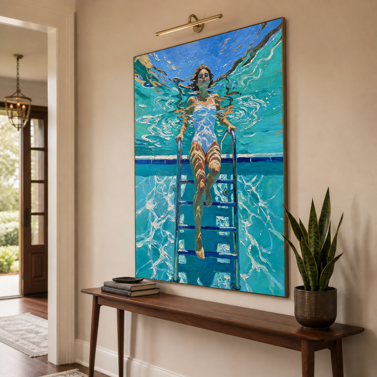 Underwater Woman Wall Art | Pause at the Pool Ladder