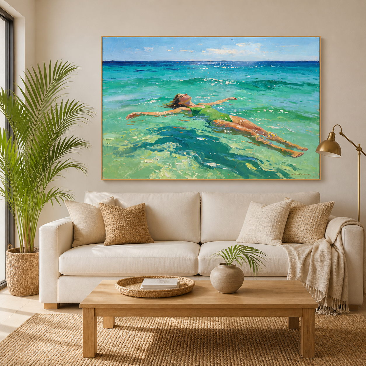 Ocean Swimmer Wall Art | Floating in Turquoise