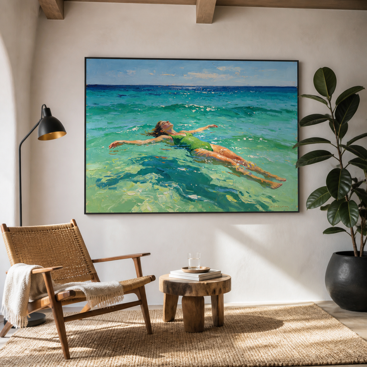 Ocean Swimmer Wall Art | Floating in Turquoise