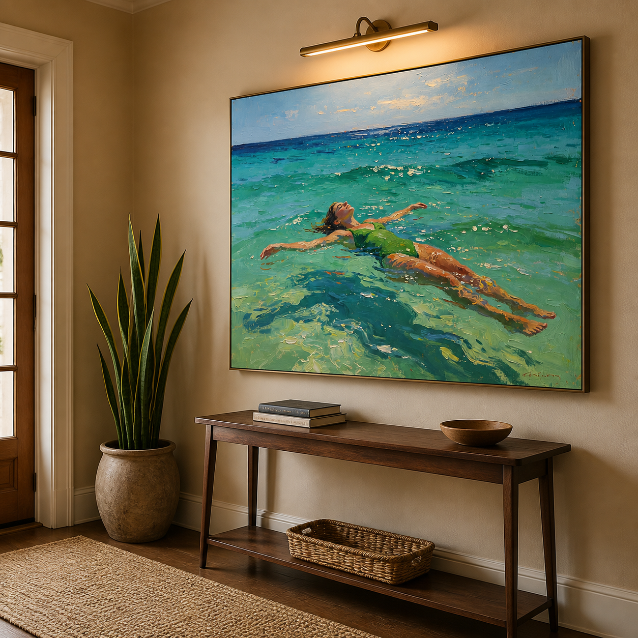 Ocean Swimmer Wall Art | Floating in Turquoise