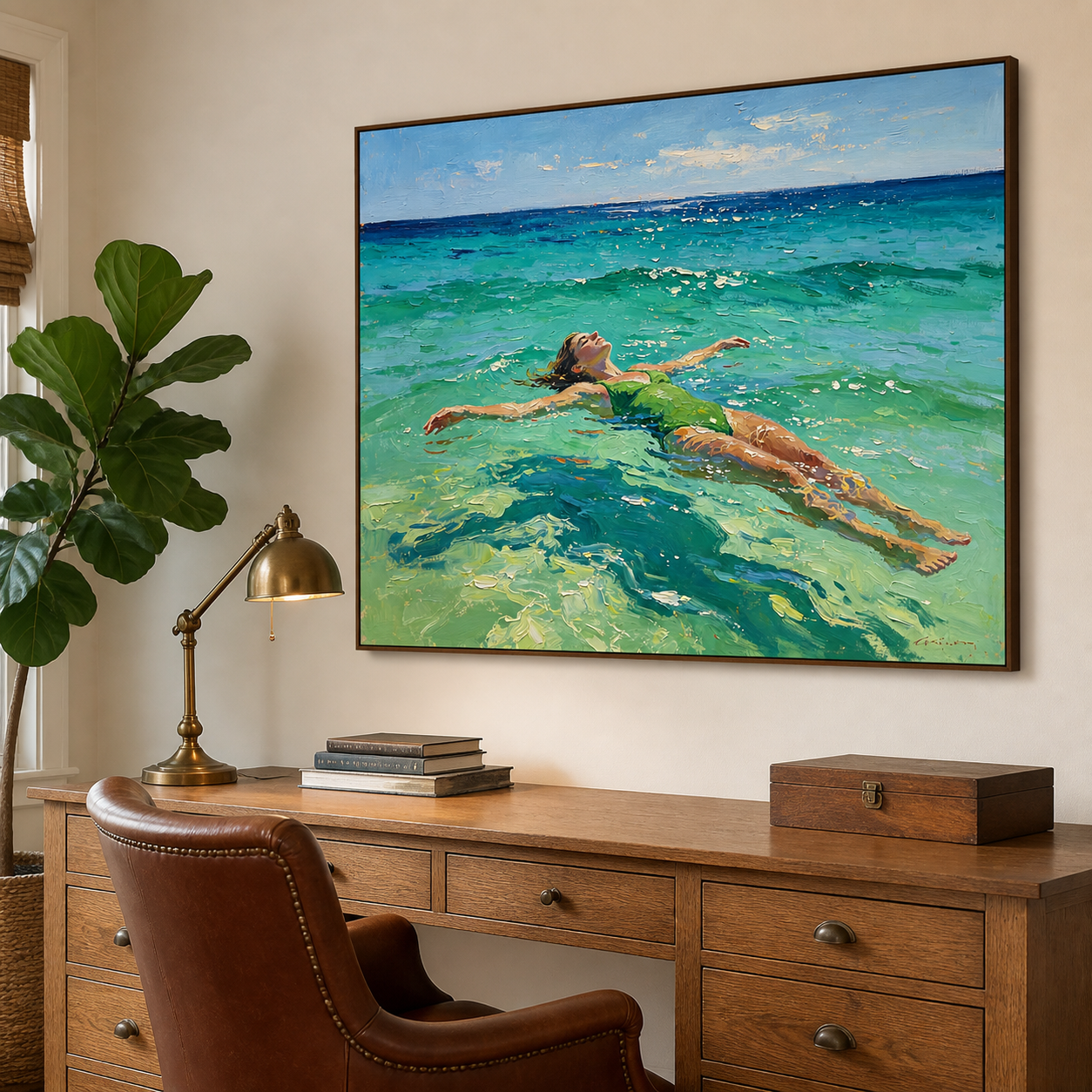 Ocean Swimmer Wall Art | Floating in Turquoise