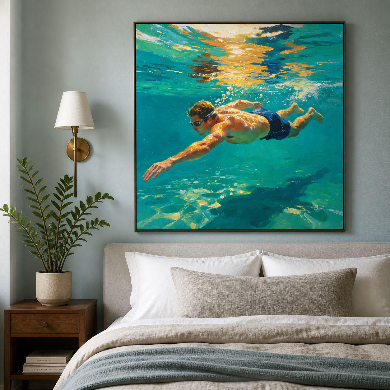 Underwater Swimmer Wall Art | Into the Blue