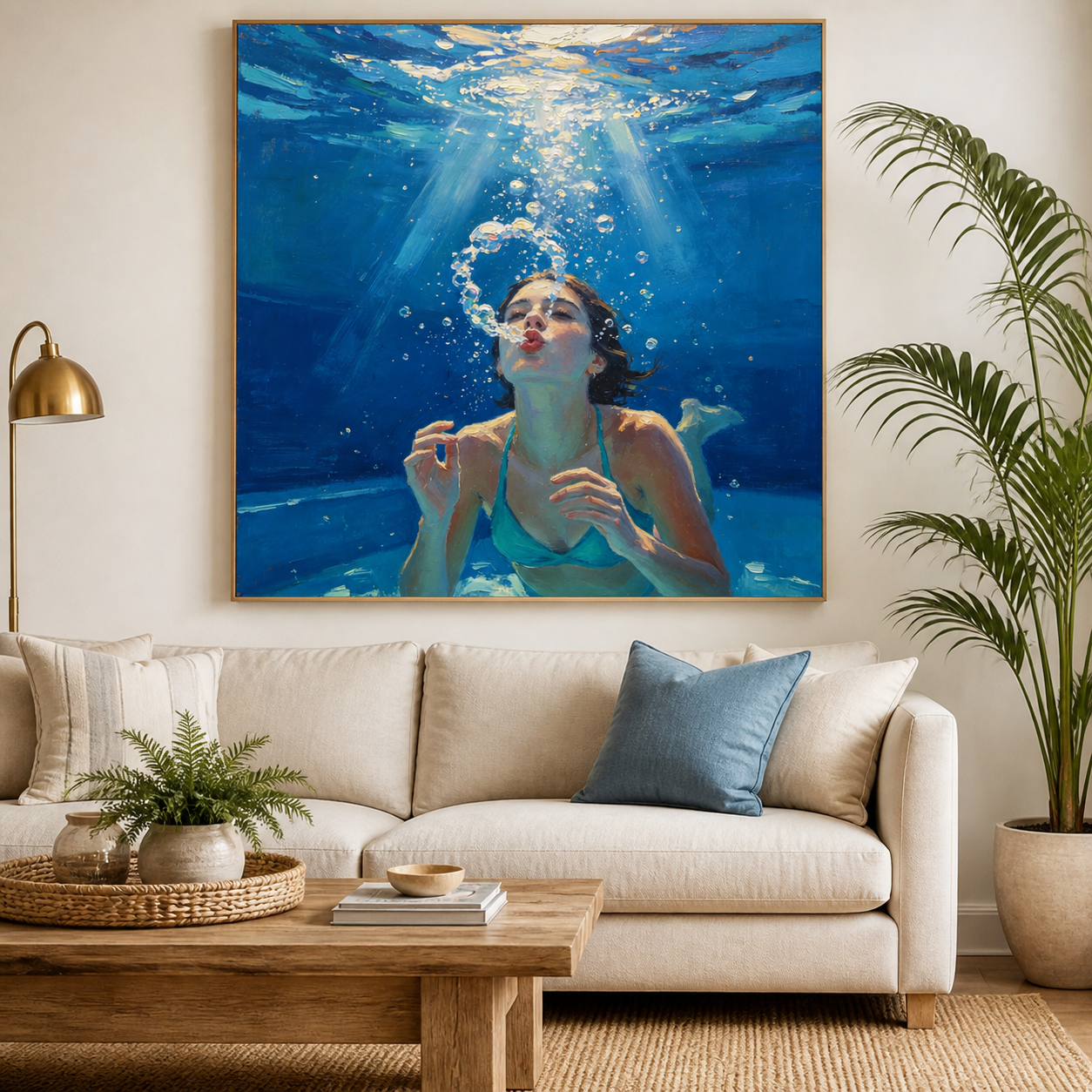 Underwater Woman Wall Art | Breath of Blue