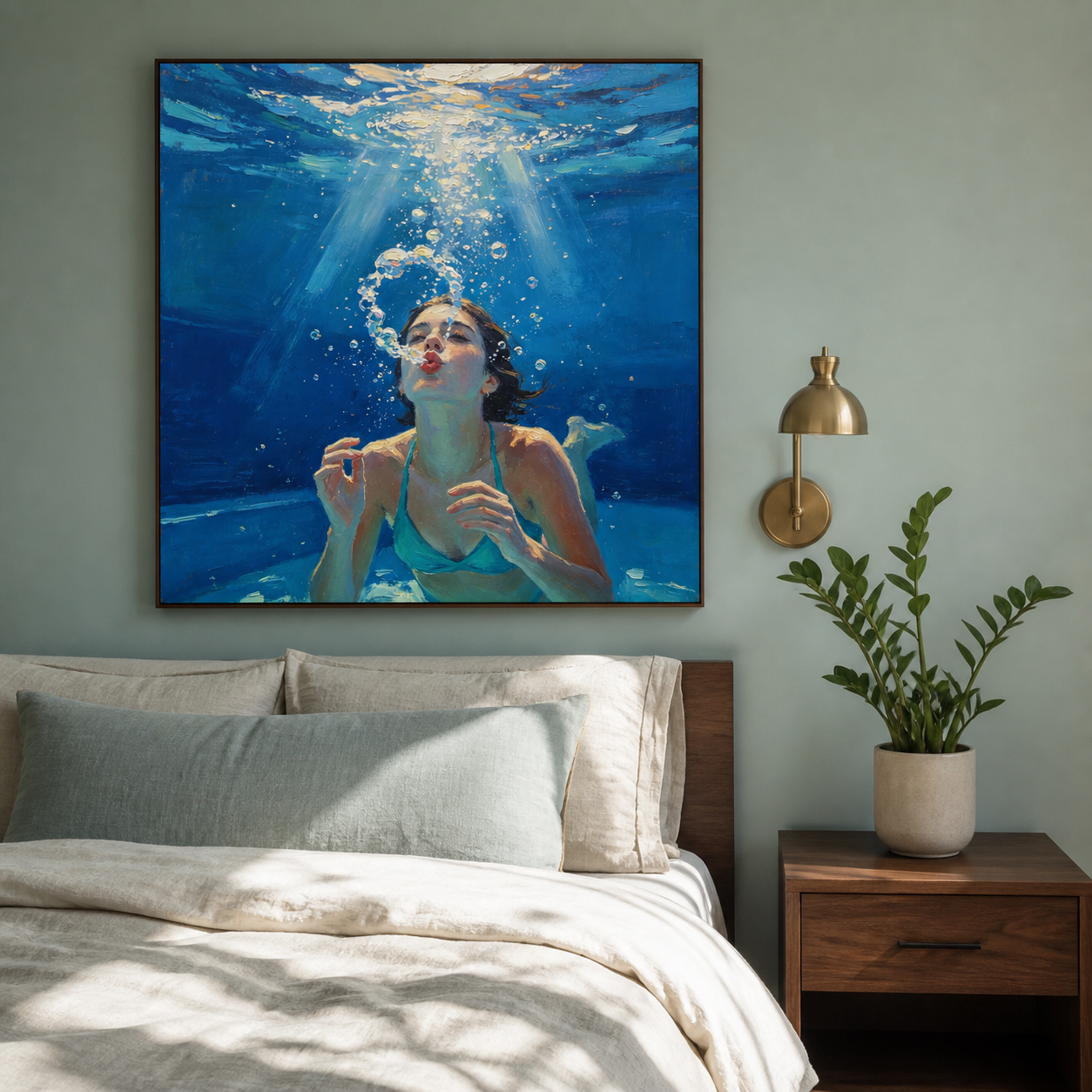 Underwater Woman Wall Art | Breath of Blue