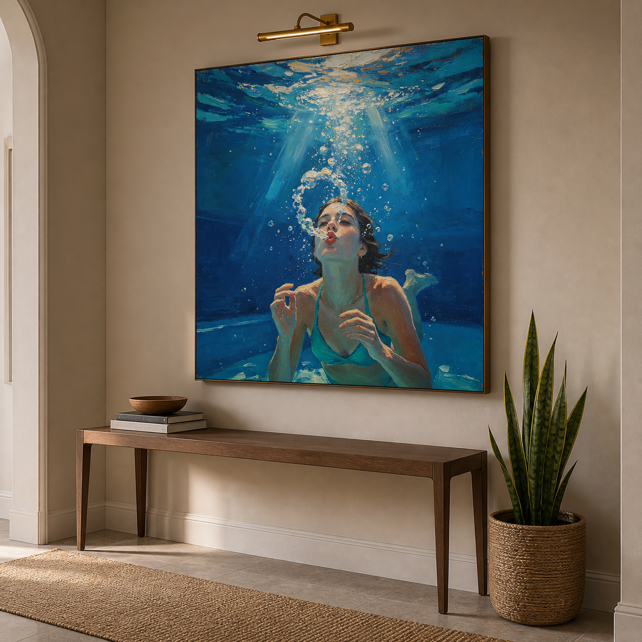 Underwater Woman Wall Art | Breath of Blue