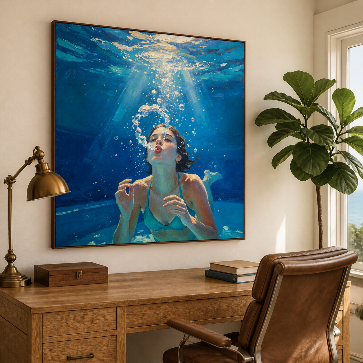 Underwater Woman Wall Art | Breath of Blue