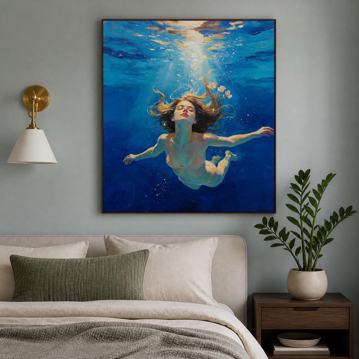 Underwater Swimmer Wall Art | Into the Blue