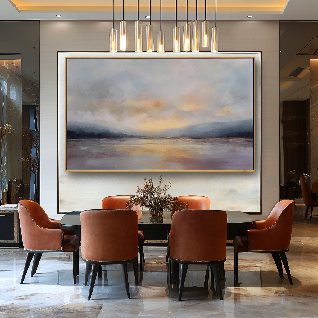 Soft Horizon — Horizontal Abstract Landscape Oil Painting for Modern Wall Art