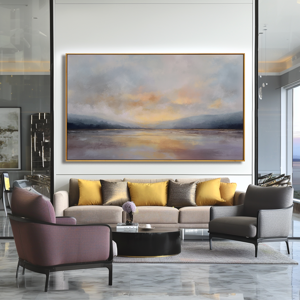 Soft Horizon — Horizontal Abstract Landscape Oil Painting for Modern Wall Art