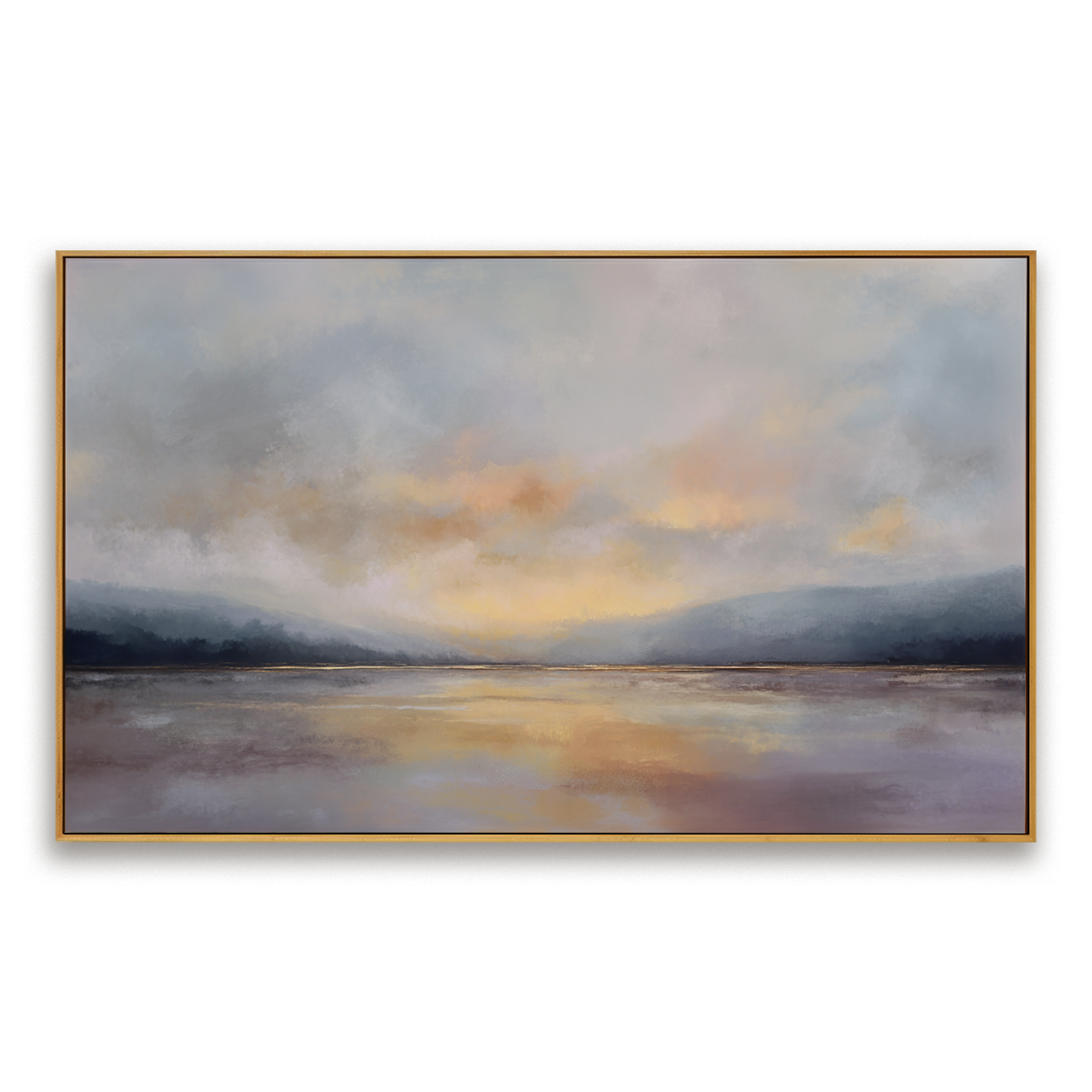 Soft Horizon — Horizontal Abstract Landscape Oil Painting for Modern Wall Art