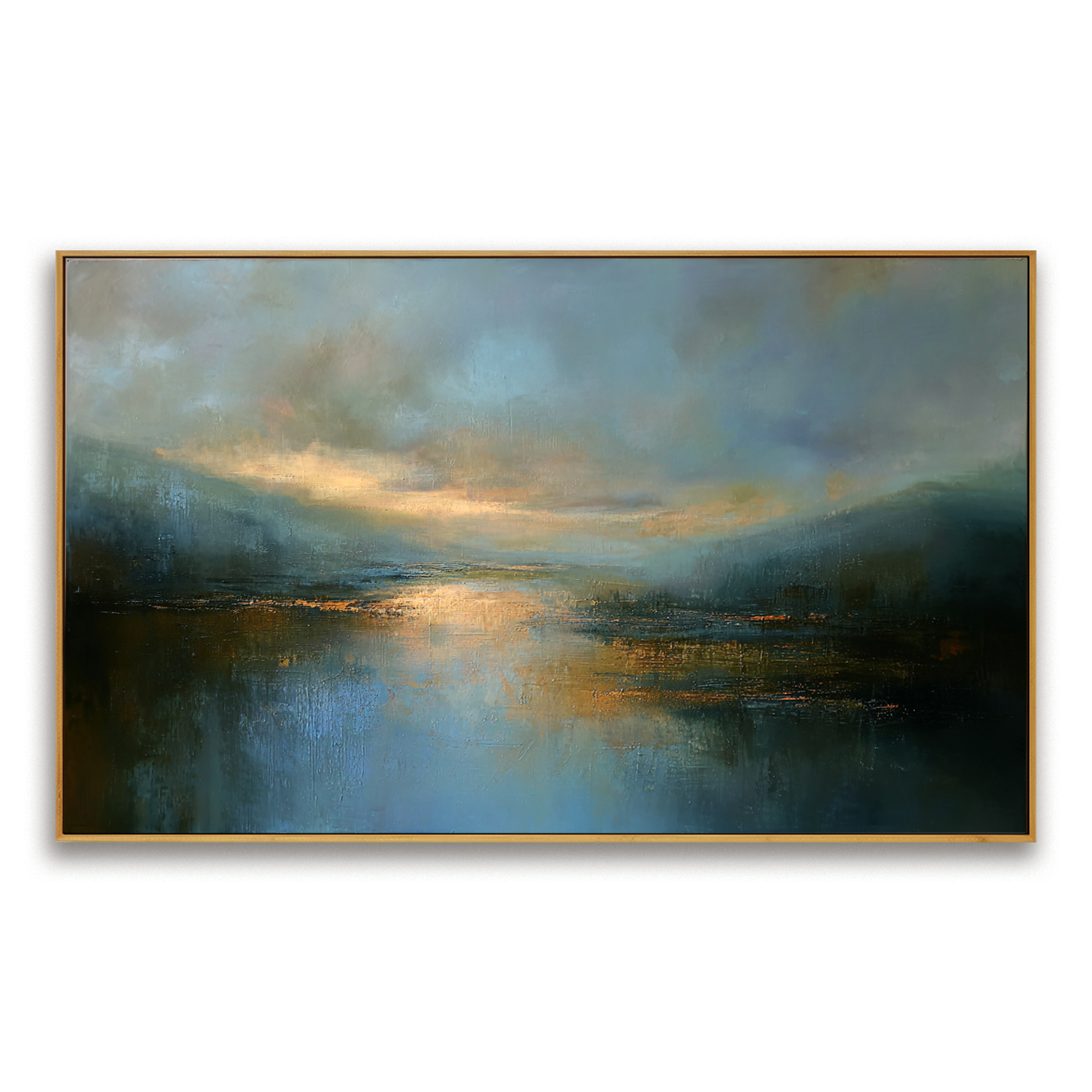 Still Waters — Horizontal Abstract Landscape Oil Painting for Modern Wall Art