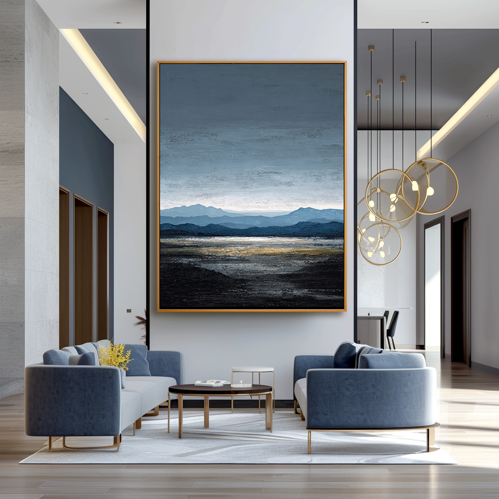 Distant Field — Vertical Abstract Landscape Oil Painting for Modern Wall Art