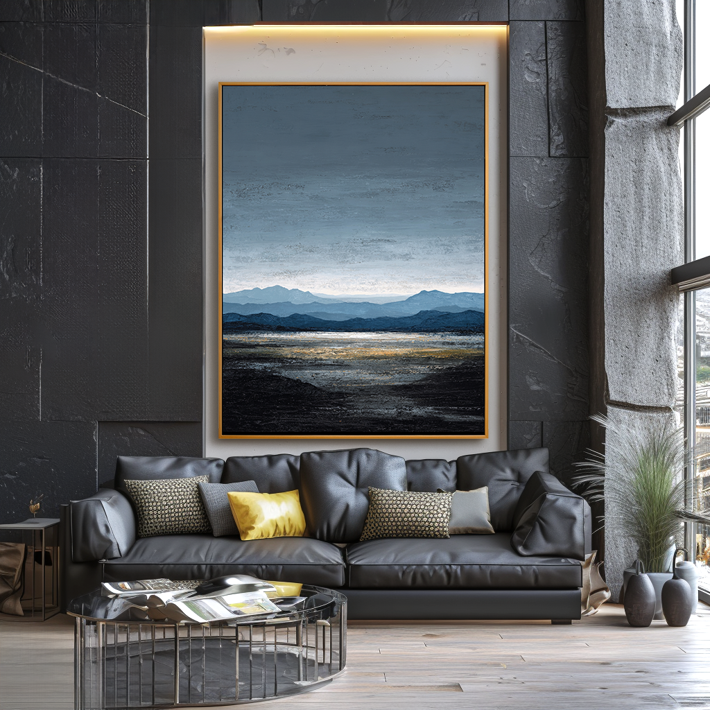 Distant Field — Vertical Abstract Landscape Oil Painting for Modern Wall Art