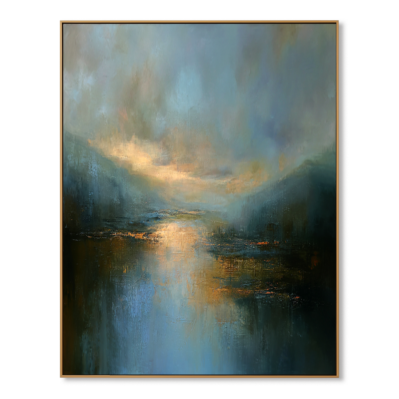 Echoed Light — Vertical Abstract Landscape Oil Painting for Modern Wall Art