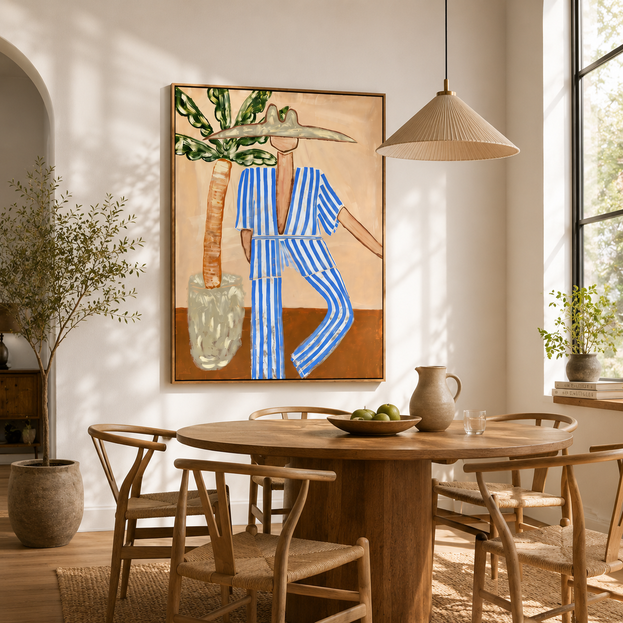 Sunlit Escape – Coastal Figurative Canvas Wall Art, Abstract Vacation-Inspired Painting for Modern Living Room Decor