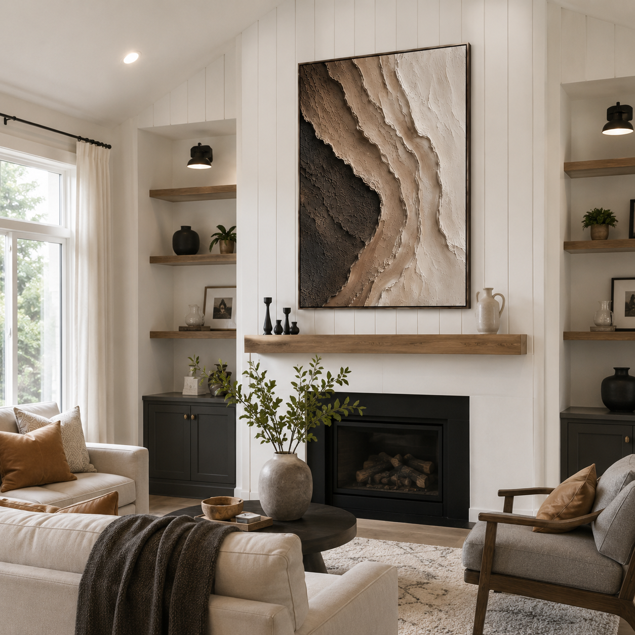 Layers of Time – Textured Abstract Canvas Wall Art, Neutral Earth Tone Painting for Modern Living Room Decor