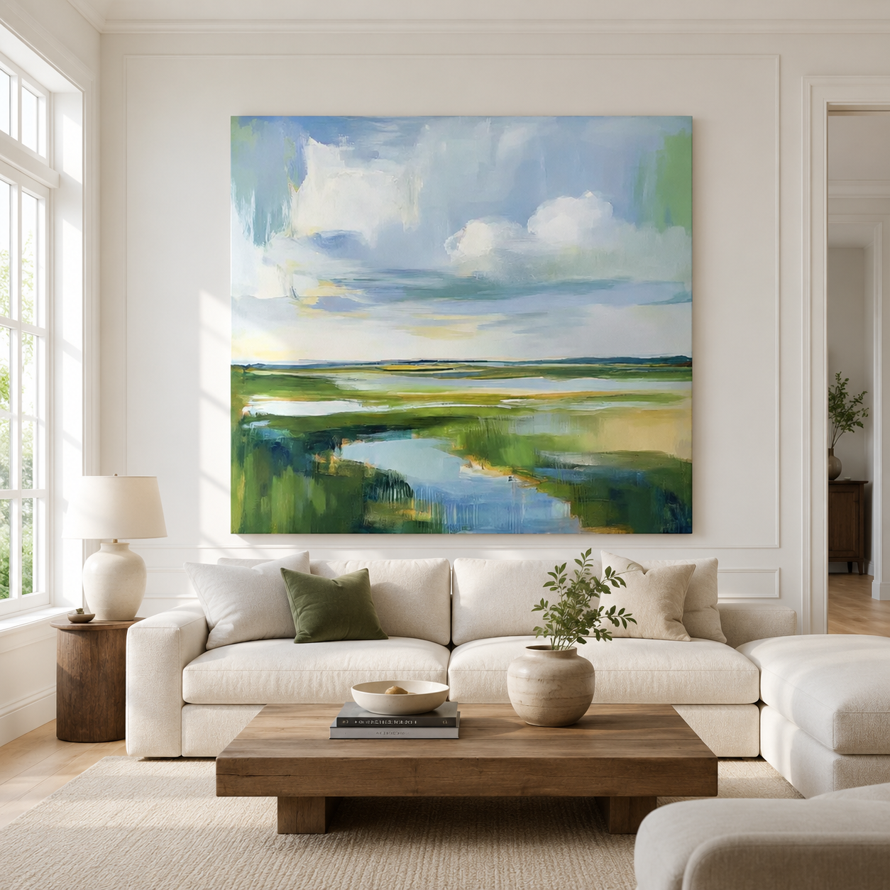 Coastal Serenity – Hand-Painted Coastal Landscape Oil Painting on Canvas