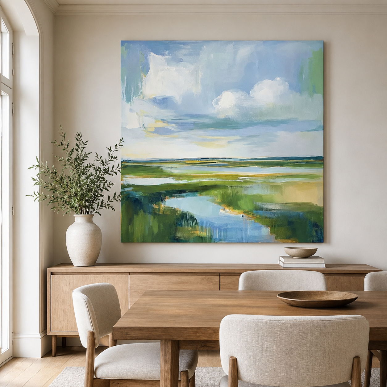Coastal Serenity – Hand-Painted Coastal Landscape Oil Painting on Canvas