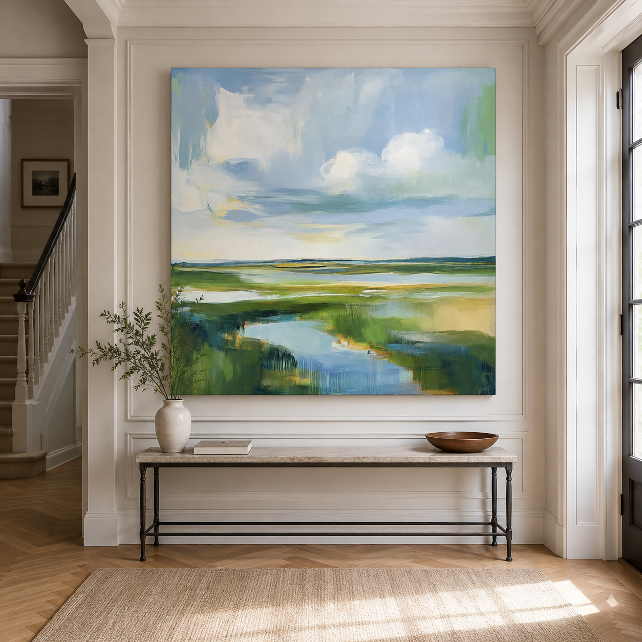 Coastal Serenity – Hand-Painted Coastal Landscape Oil Painting on Canvas