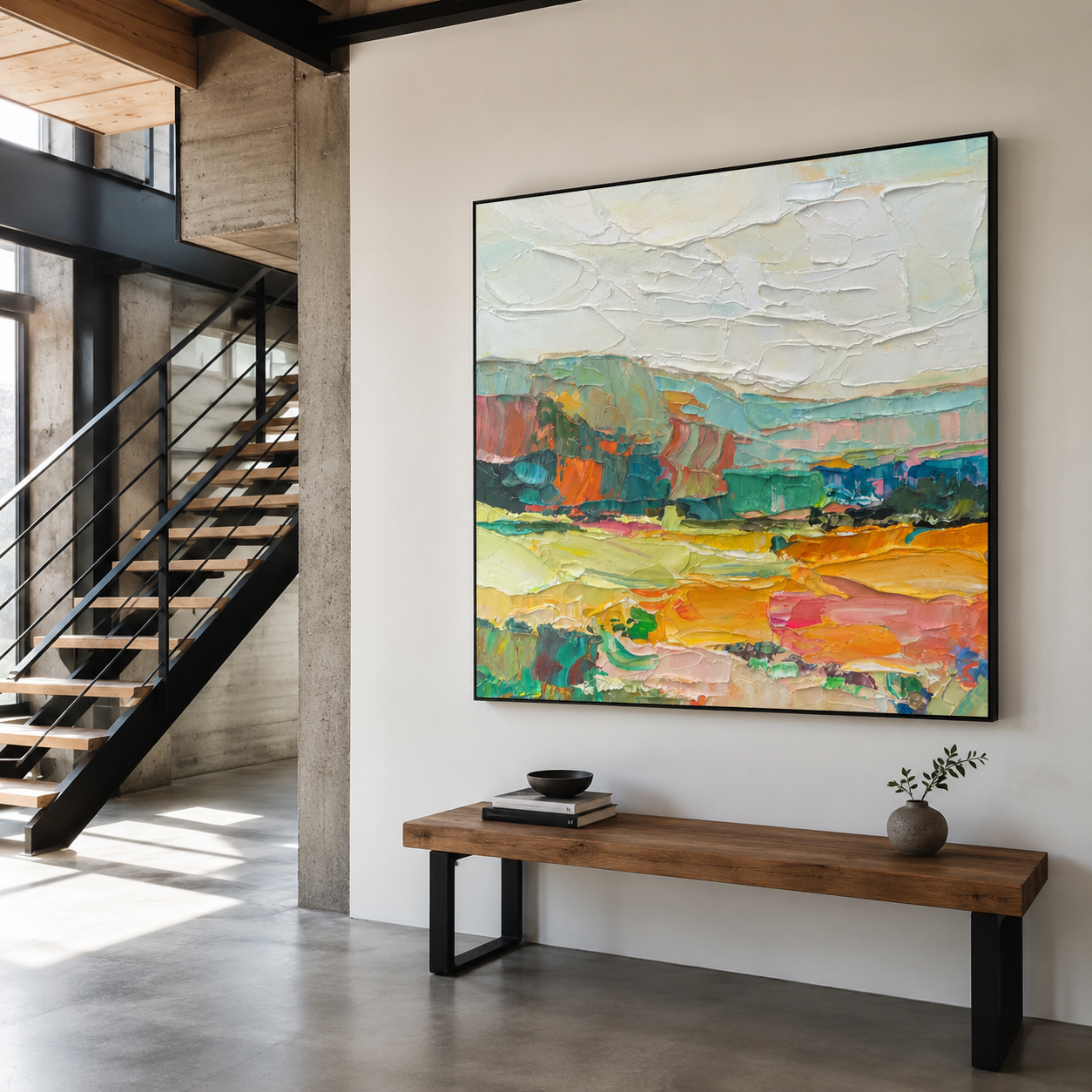 Original Textured Abstract Landscape Painting|Fields Beyond the Horizon
